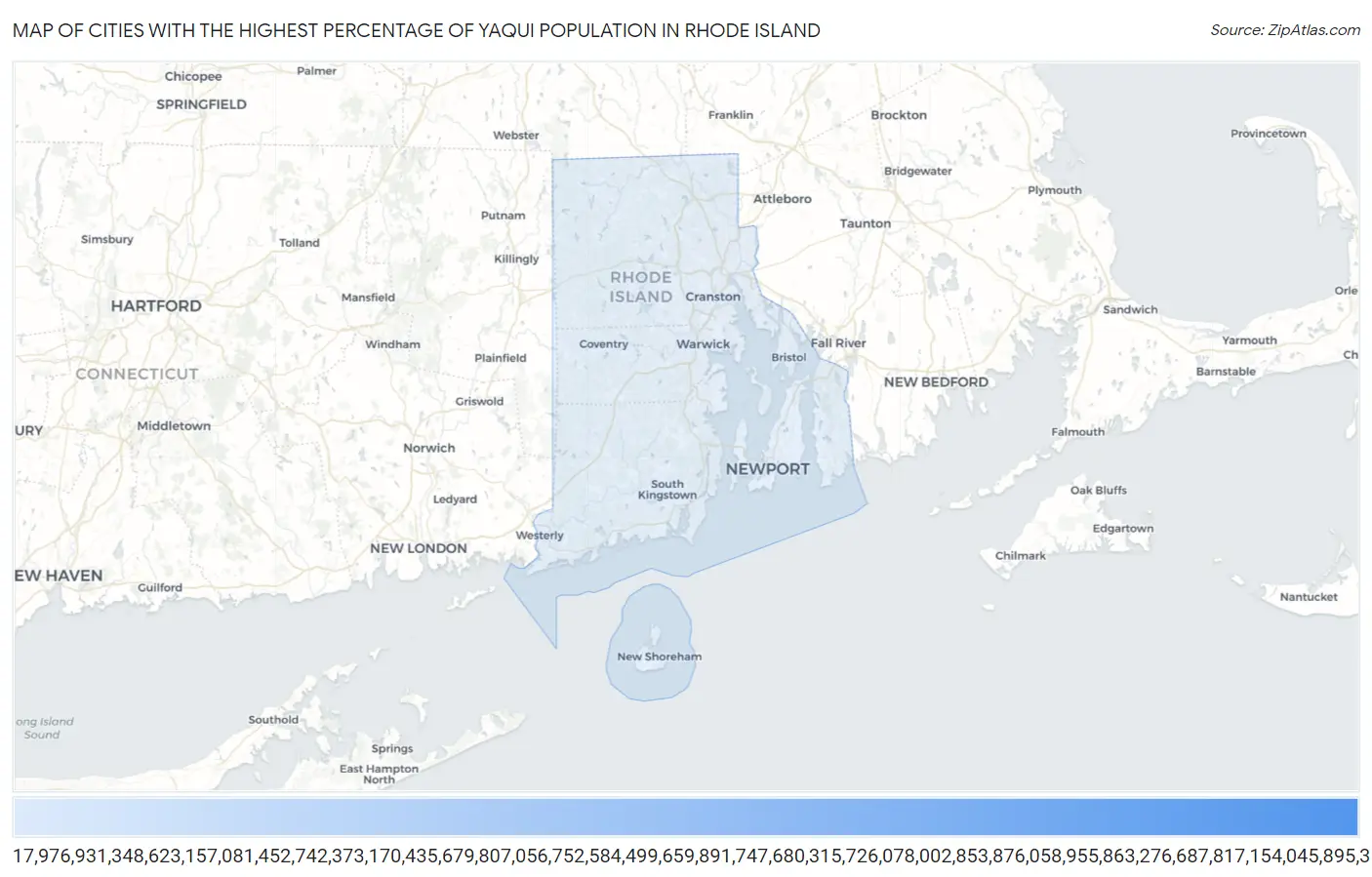 Cities with the Highest Percentage of Yaqui Population in Rhode Island Map