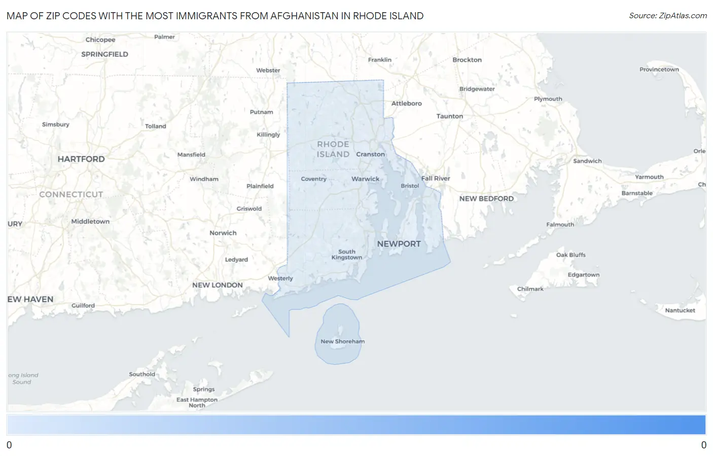 Zip Codes with the Most Immigrants from Afghanistan in Rhode Island Map