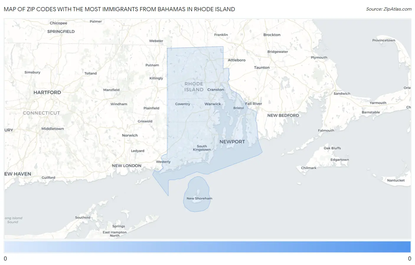 Zip Codes with the Most Immigrants from Bahamas in Rhode Island Map