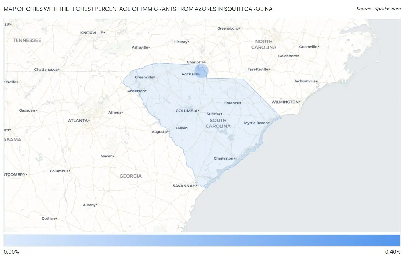 Cities with the Highest Percentage of Immigrants from Azores in South Carolina Map