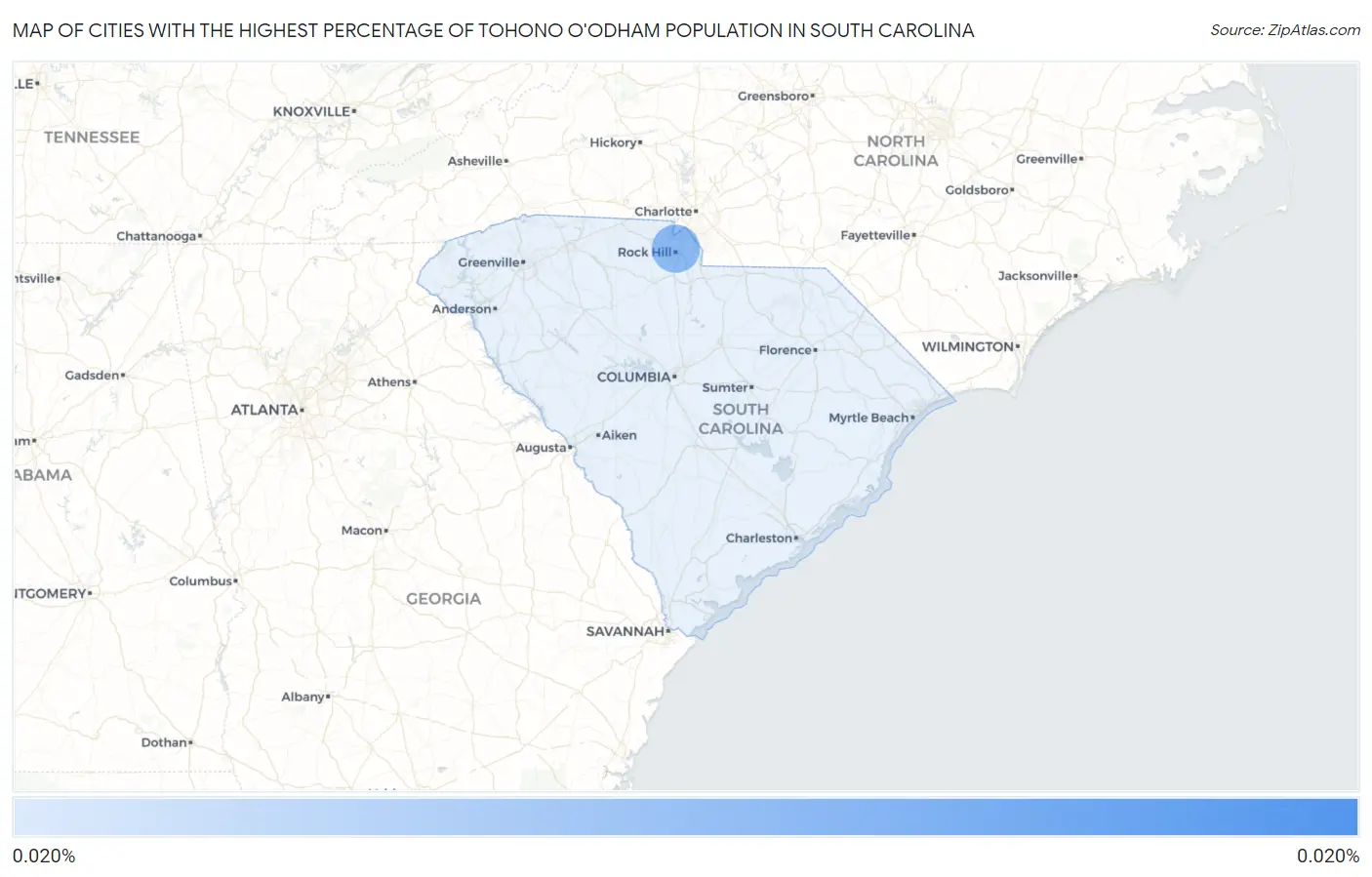 Cities with the Highest Percentage of Tohono O'Odham Population in South Carolina Map