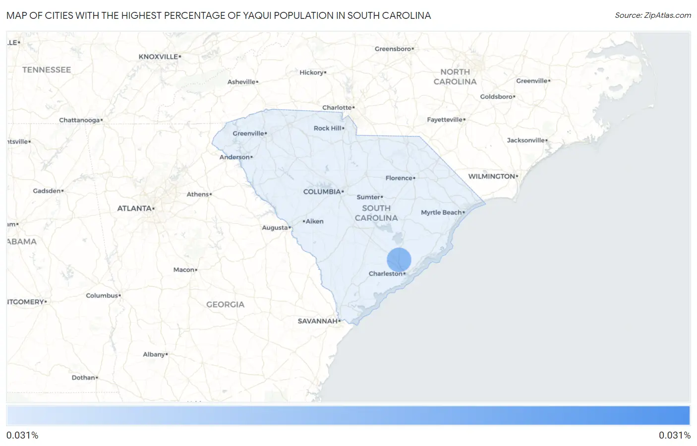 Cities with the Highest Percentage of Yaqui Population in South Carolina Map