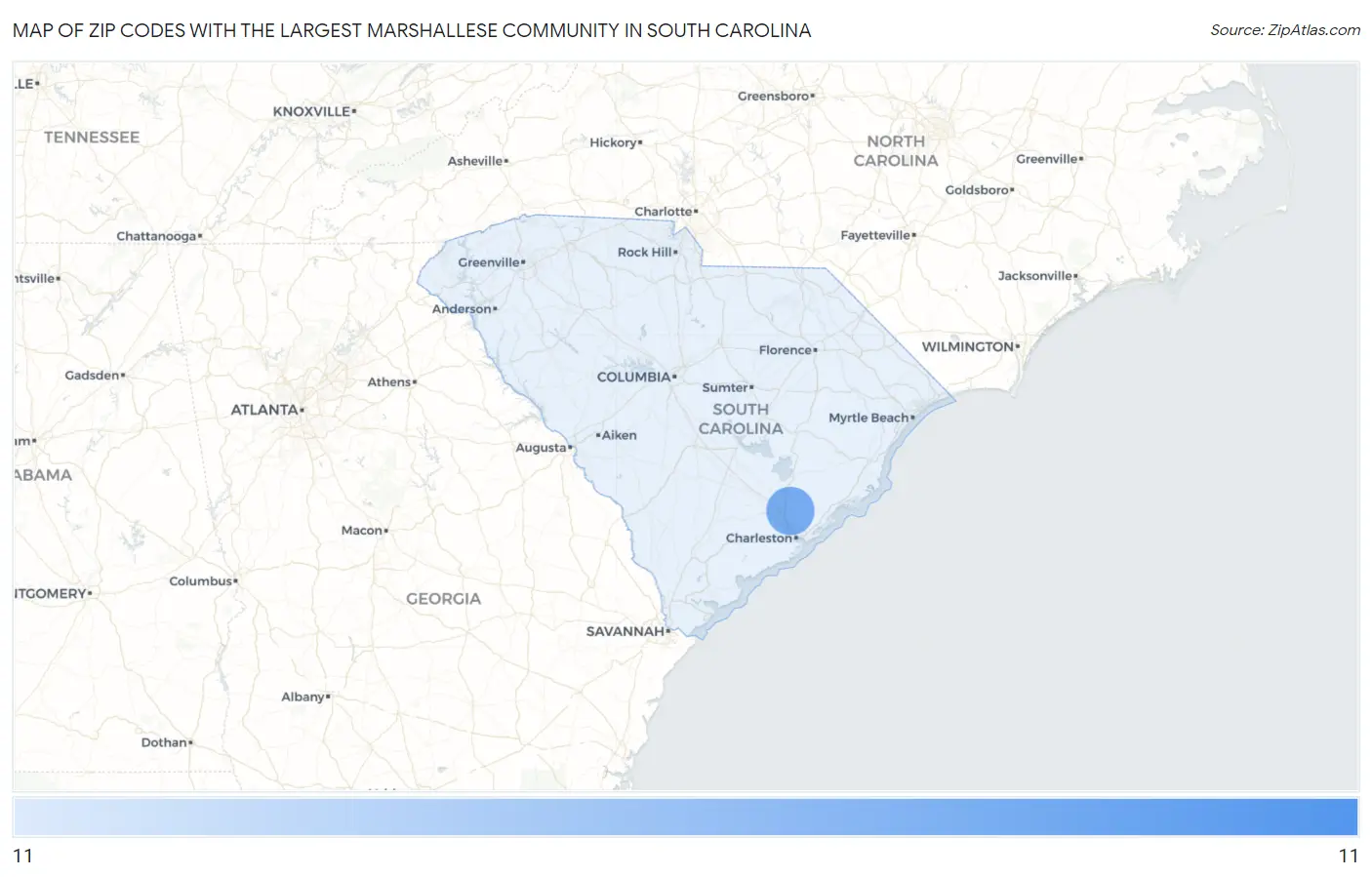 Zip Codes with the Largest Marshallese Community in South Carolina Map