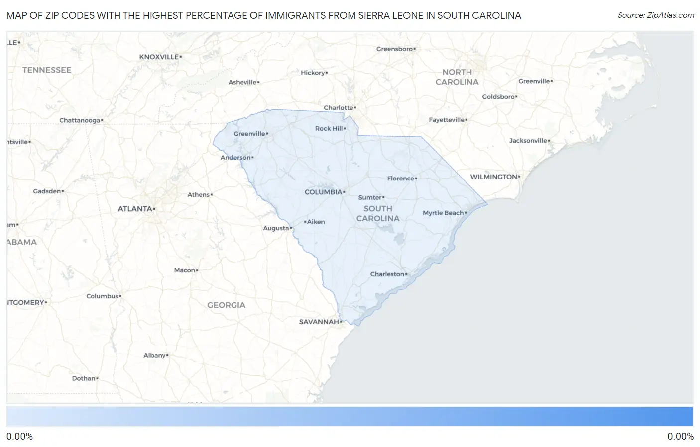 Zip Codes with the Highest Percentage of Immigrants from Sierra Leone in South Carolina Map