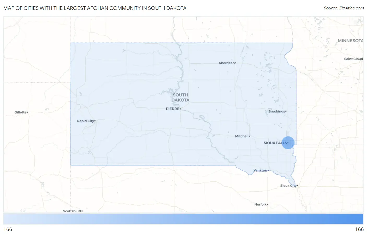 Cities with the Largest Afghan Community in South Dakota Map