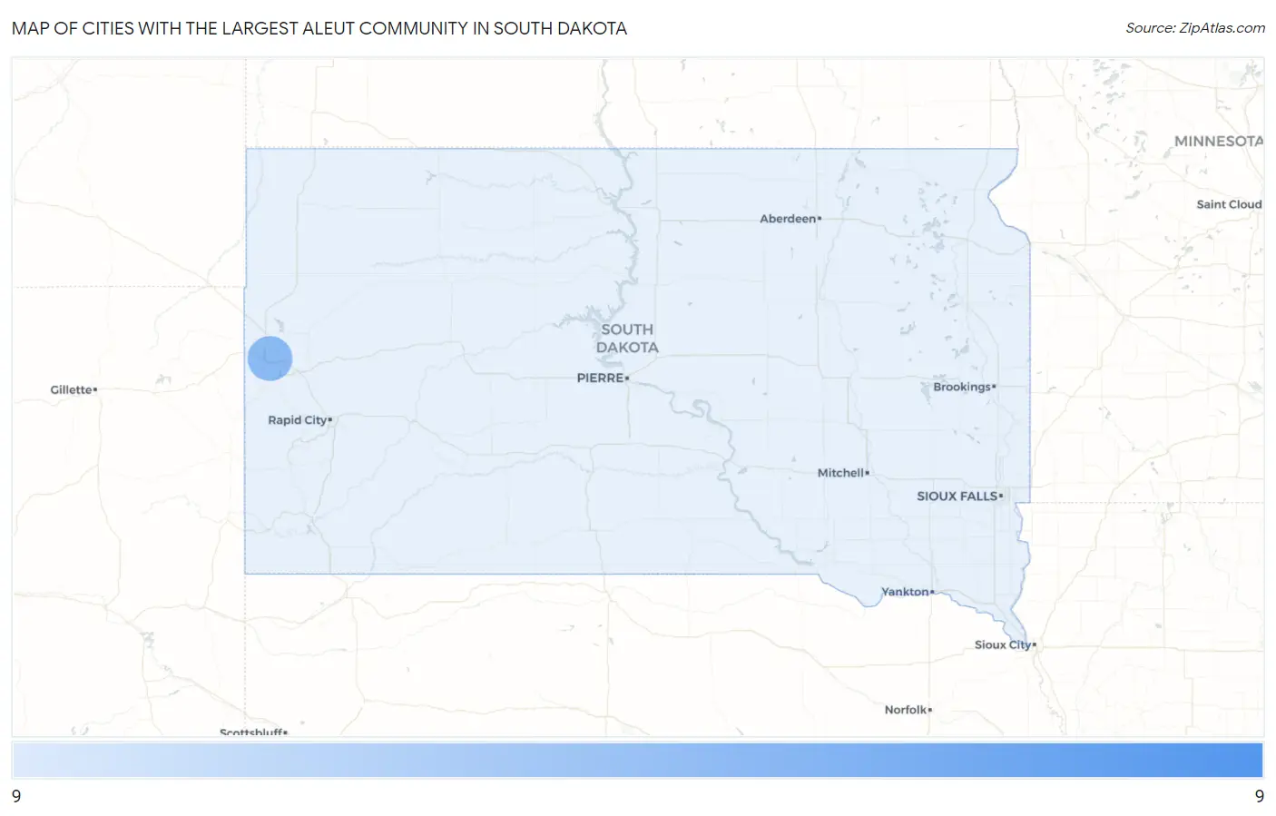 Cities with the Largest Aleut Community in South Dakota Map