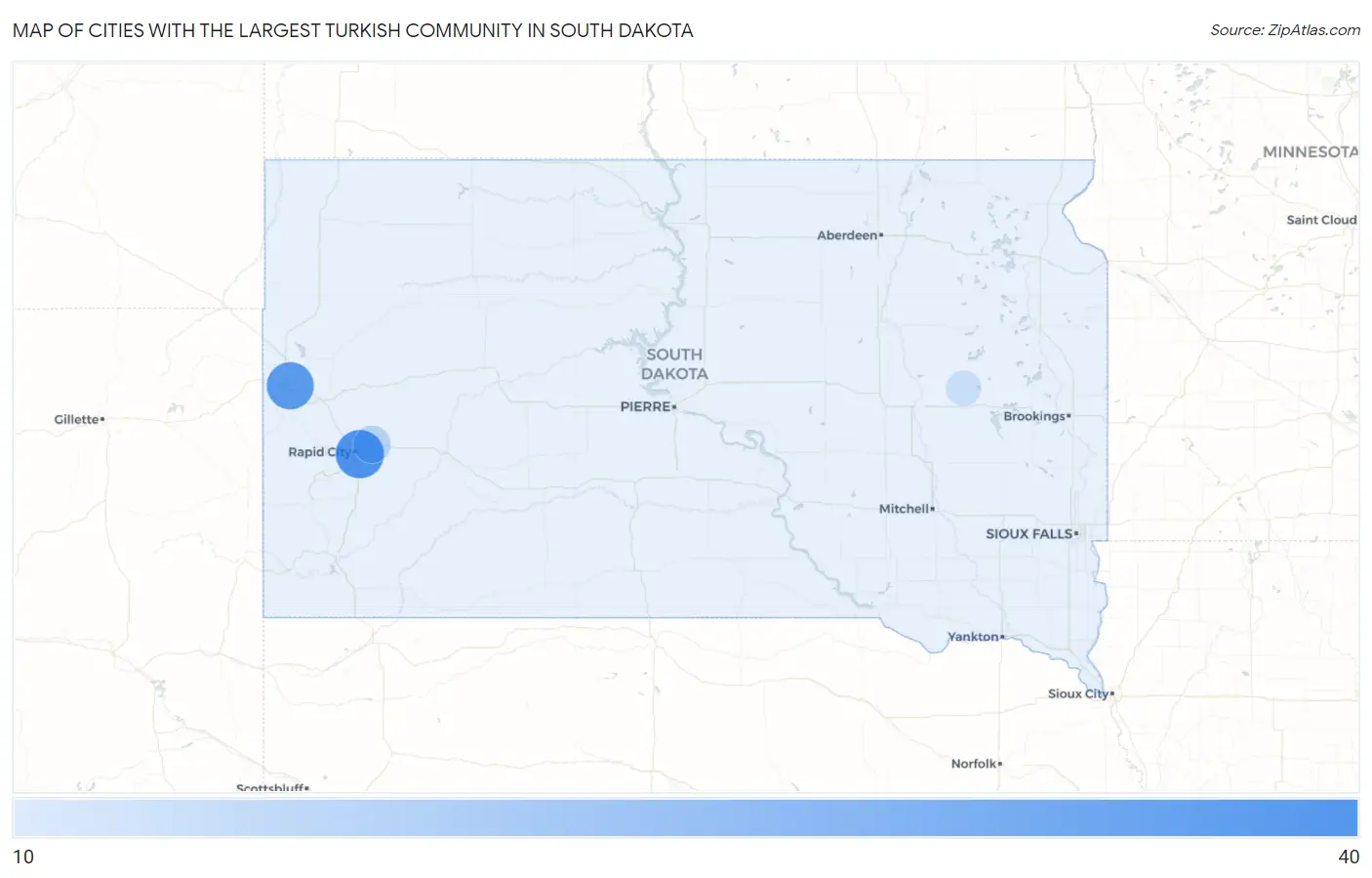 Cities with the Largest Turkish Community in South Dakota Map