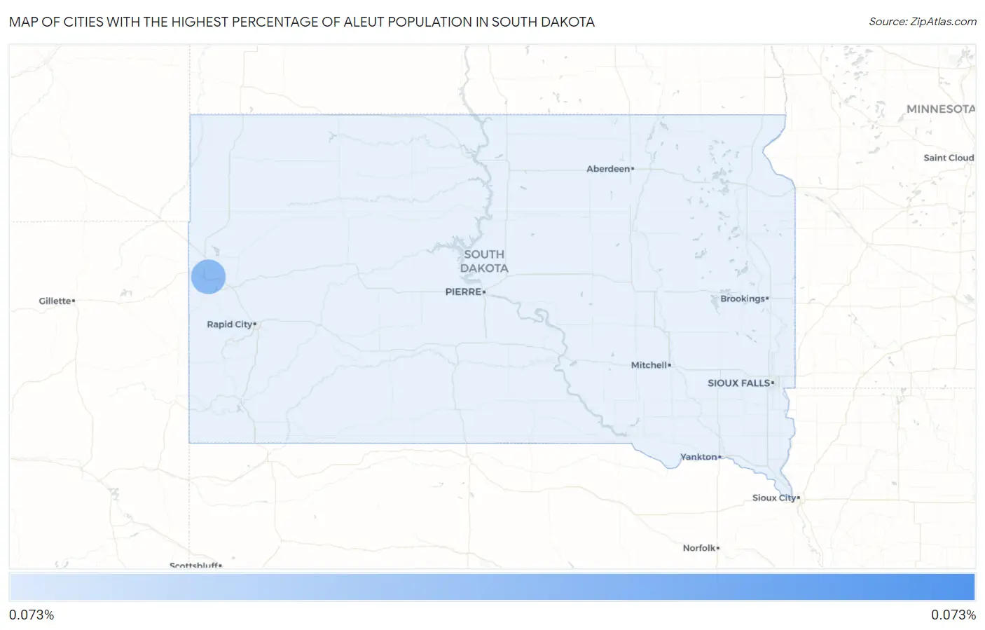 Cities with the Highest Percentage of Aleut Population in South Dakota Map