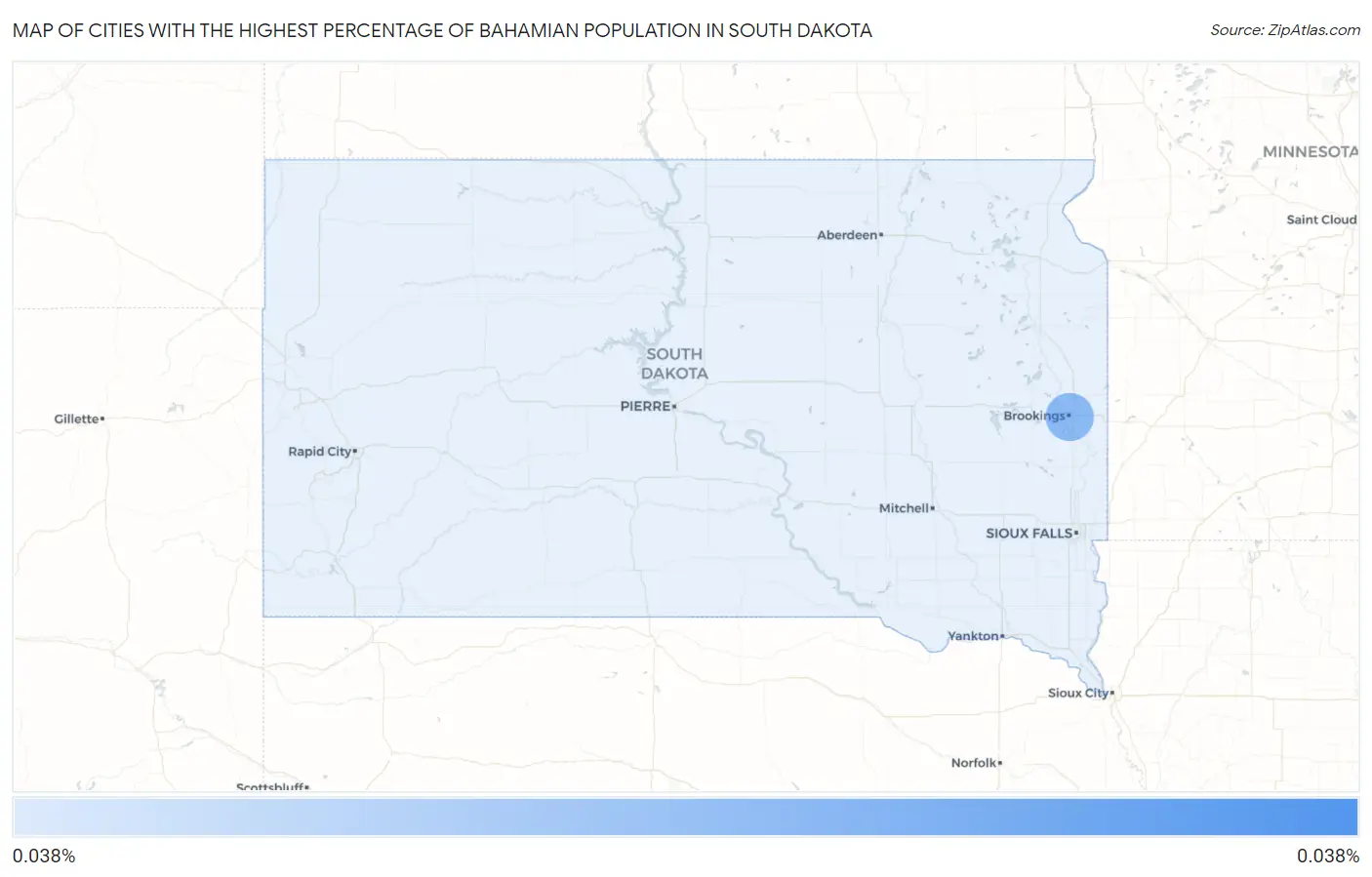 Cities with the Highest Percentage of Bahamian Population in South Dakota Map