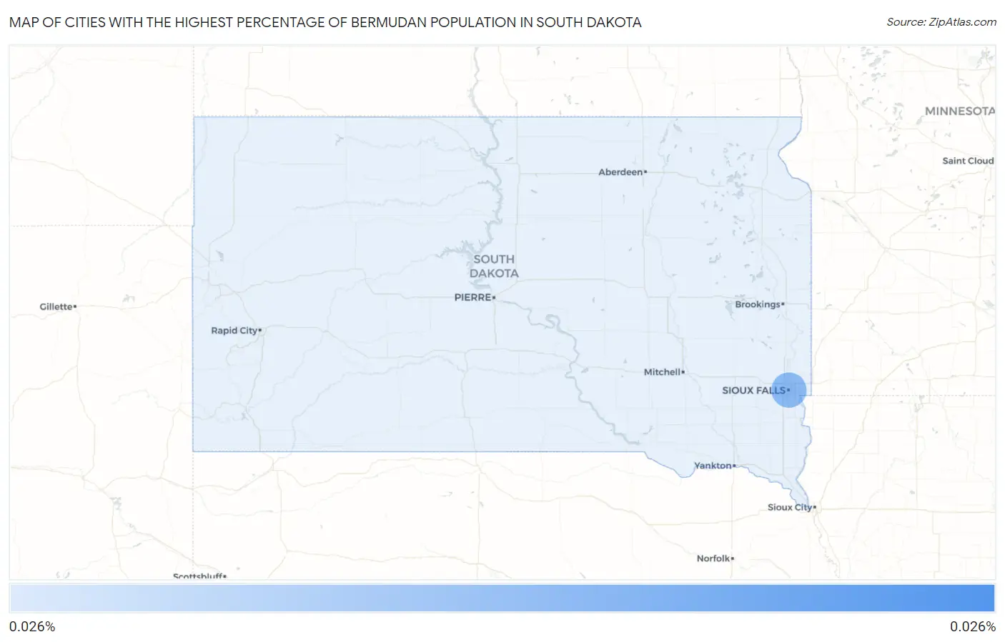 Cities with the Highest Percentage of Bermudan Population in South Dakota Map