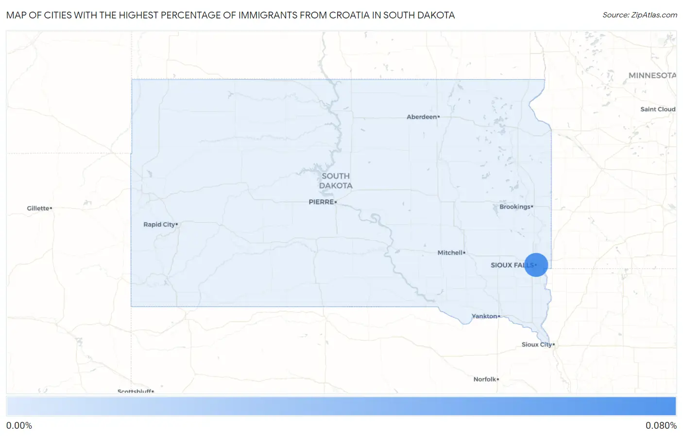 Cities with the Highest Percentage of Immigrants from Croatia in South Dakota Map