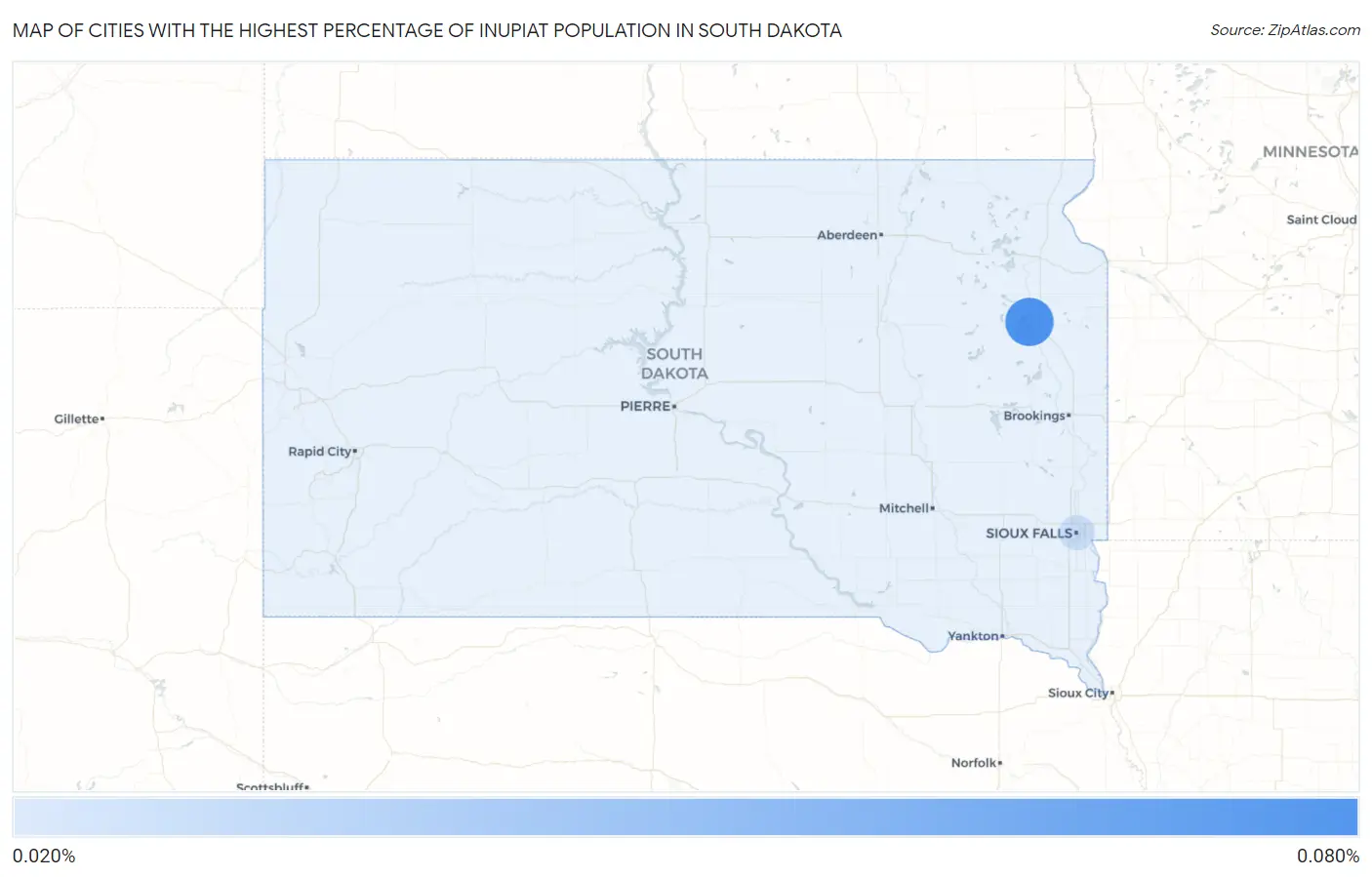 Cities with the Highest Percentage of Inupiat Population in South Dakota Map
