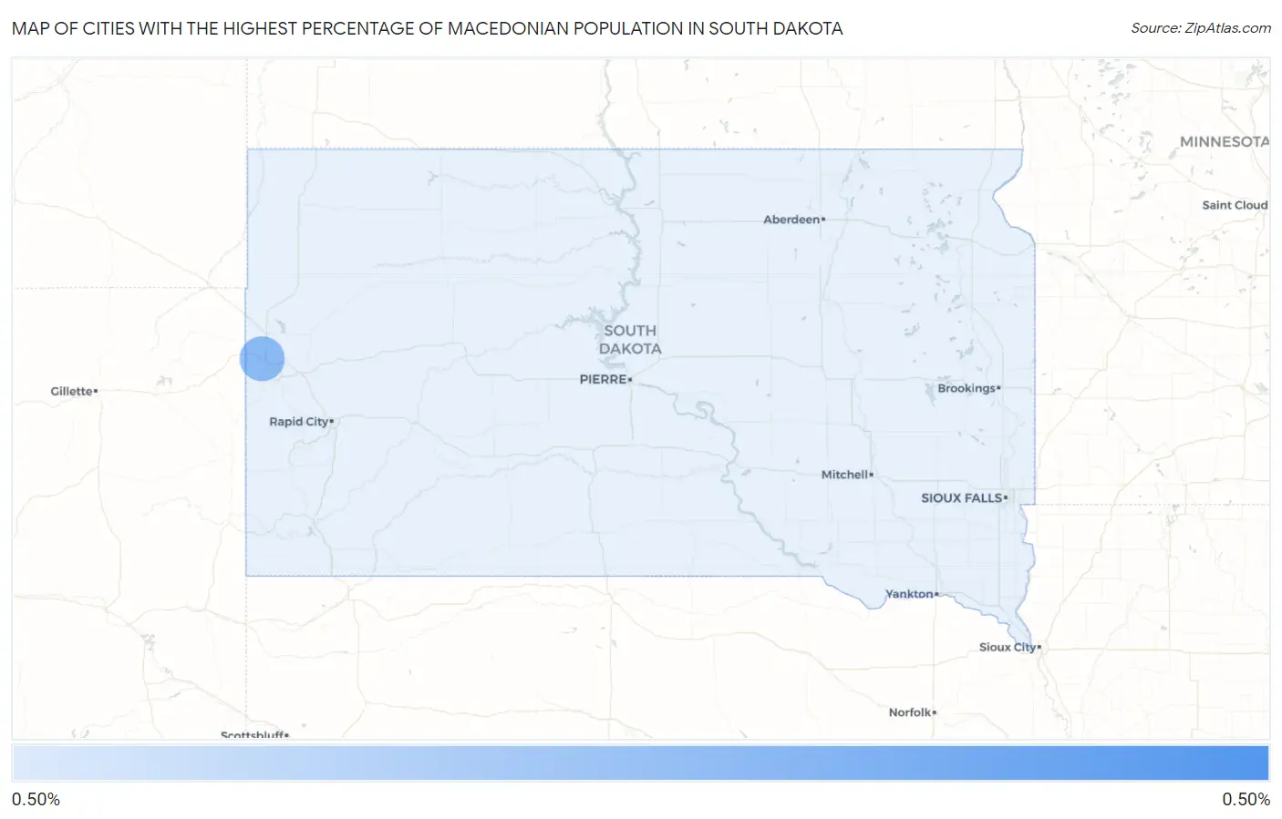 Cities with the Highest Percentage of Macedonian Population in South Dakota Map