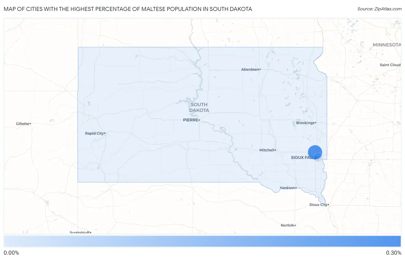 Cities with the Highest Percentage of Maltese Population in South Dakota Map