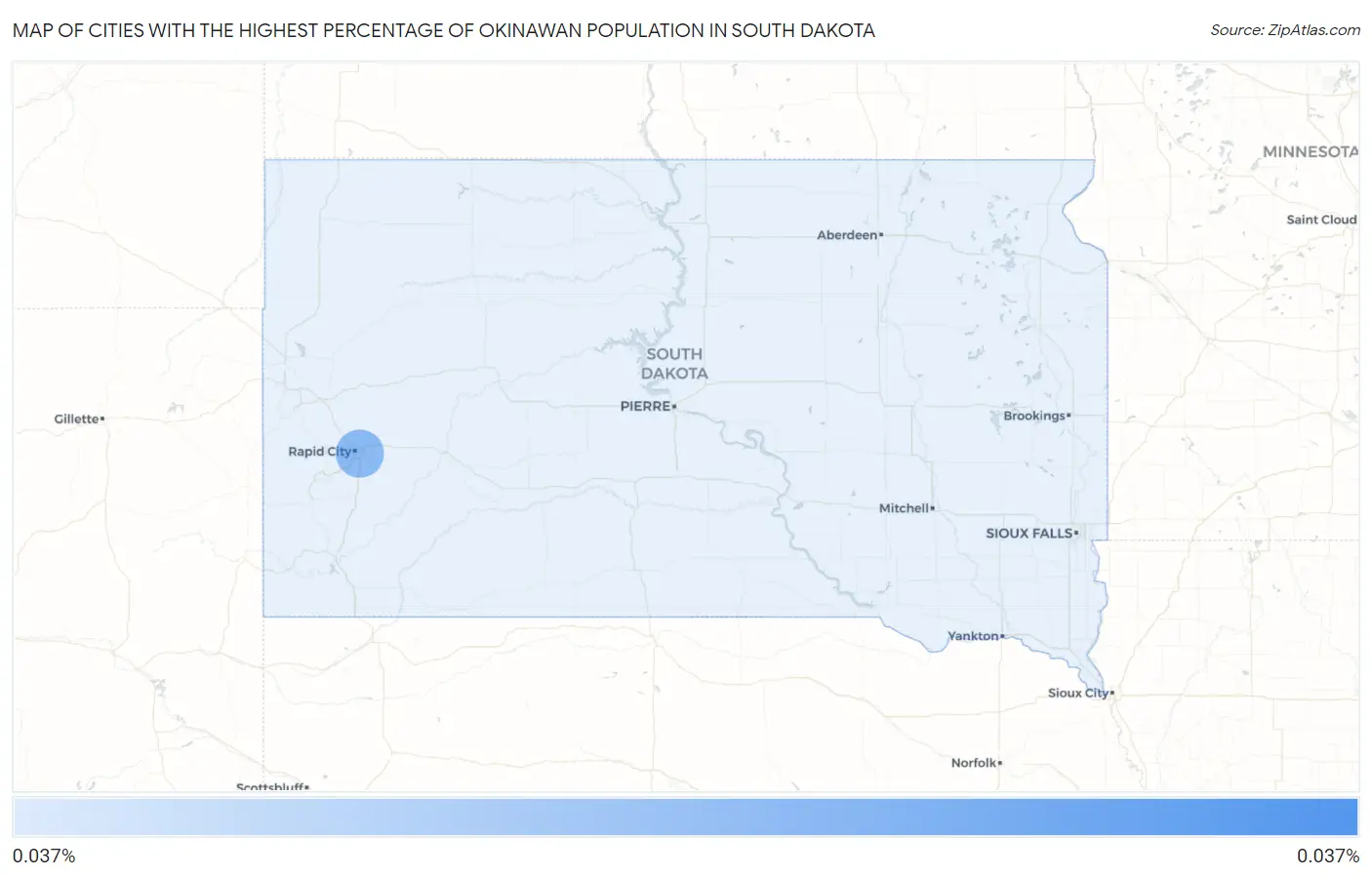Cities with the Highest Percentage of Okinawan Population in South Dakota Map