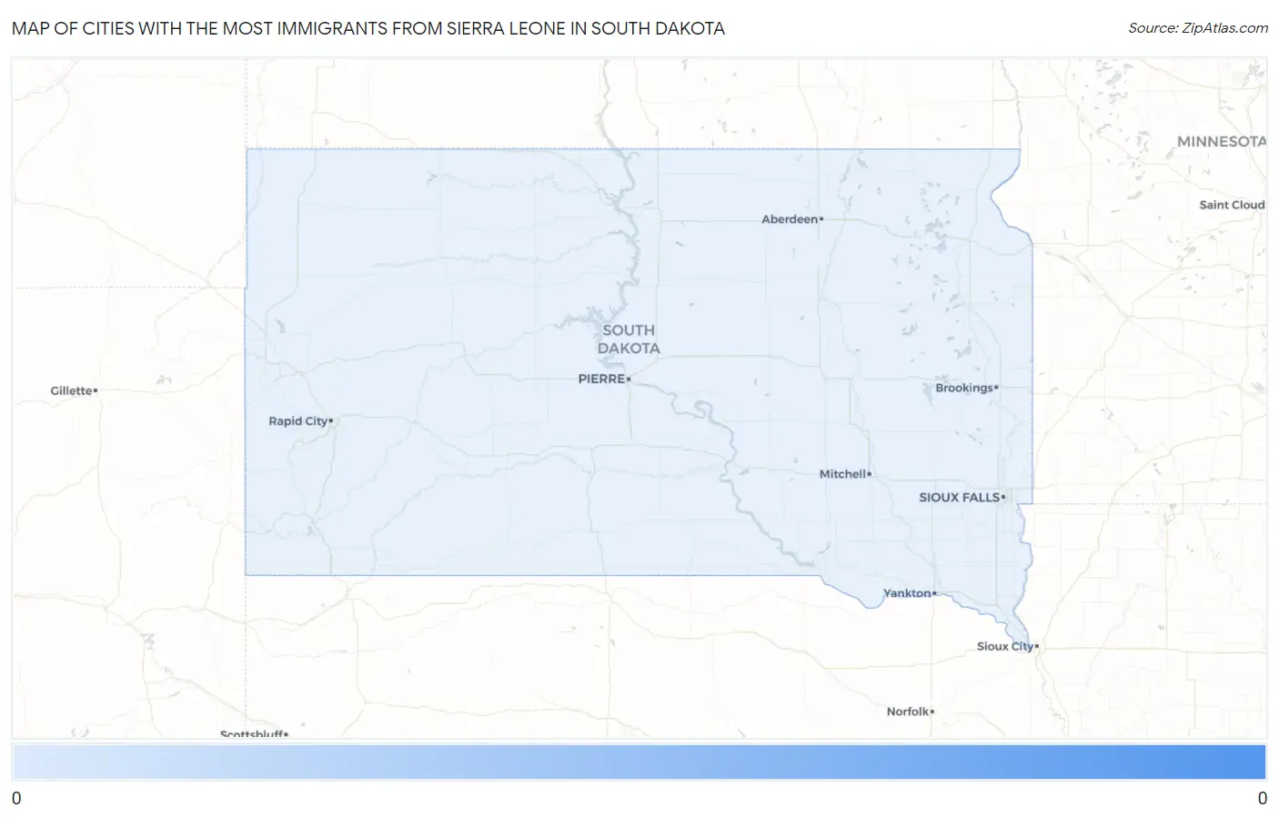 Cities with the Most Immigrants from Sierra Leone in South Dakota Map
