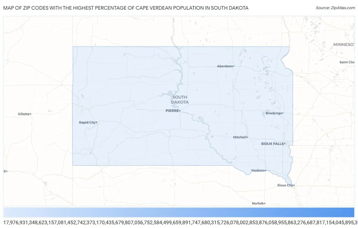 Zip Codes with the Highest Percentage of Cape Verdean Population in South Dakota Map