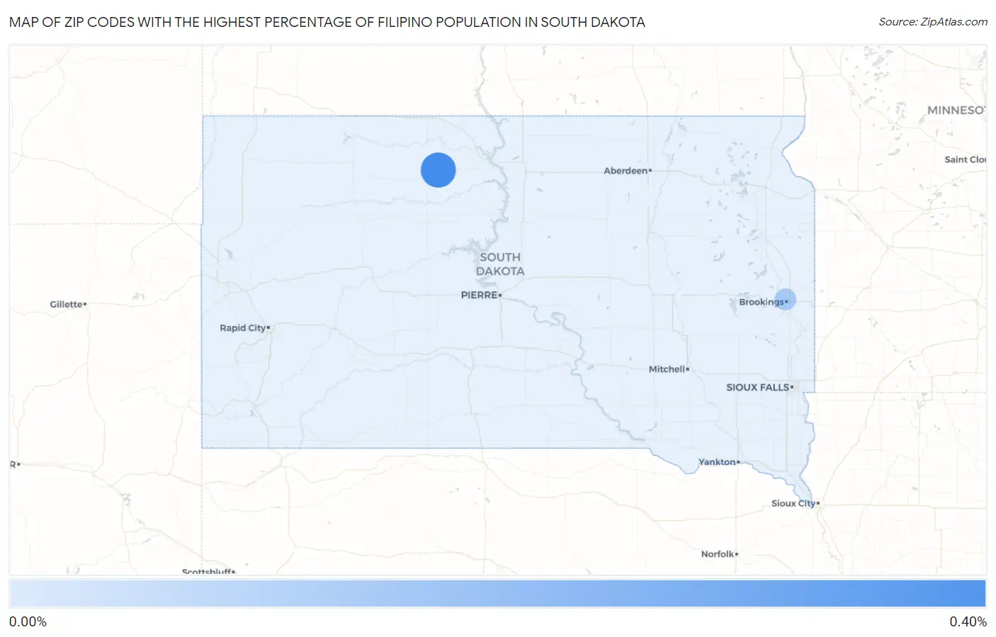 Zip Codes with the Highest Percentage of Filipino Population in South Dakota Map