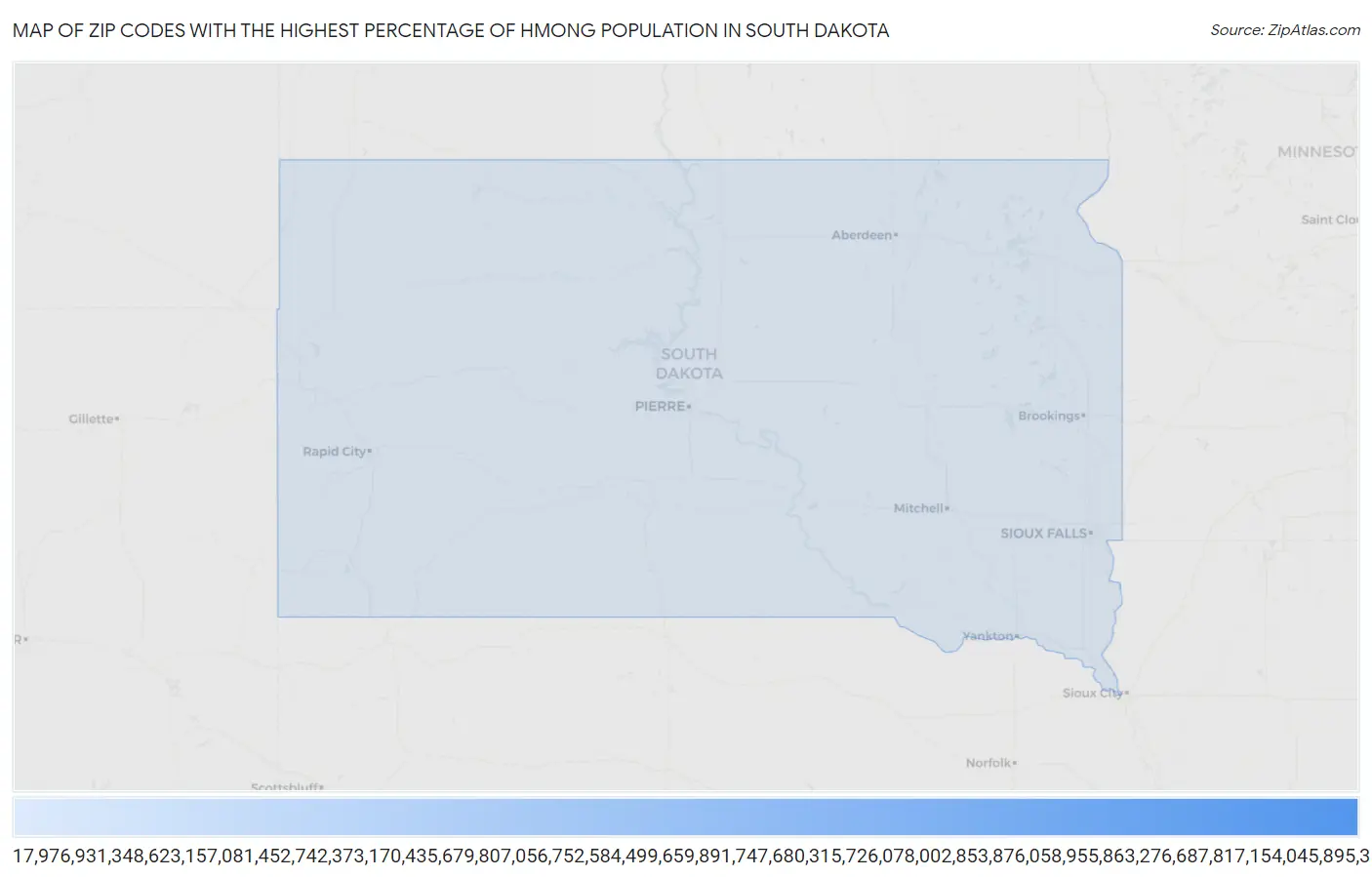 Zip Codes with the Highest Percentage of Hmong Population in South Dakota Map
