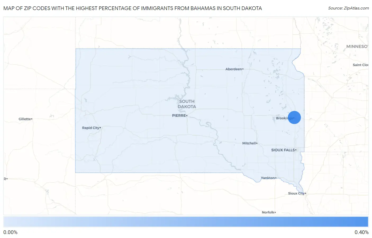 Zip Codes with the Highest Percentage of Immigrants from Bahamas in South Dakota Map