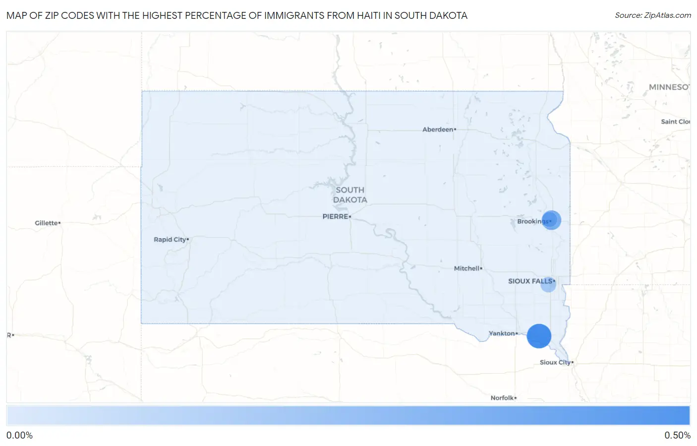 Zip Codes with the Highest Percentage of Immigrants from Haiti in South Dakota Map