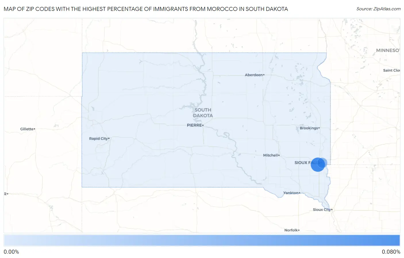 Zip Codes with the Highest Percentage of Immigrants from Morocco in South Dakota Map