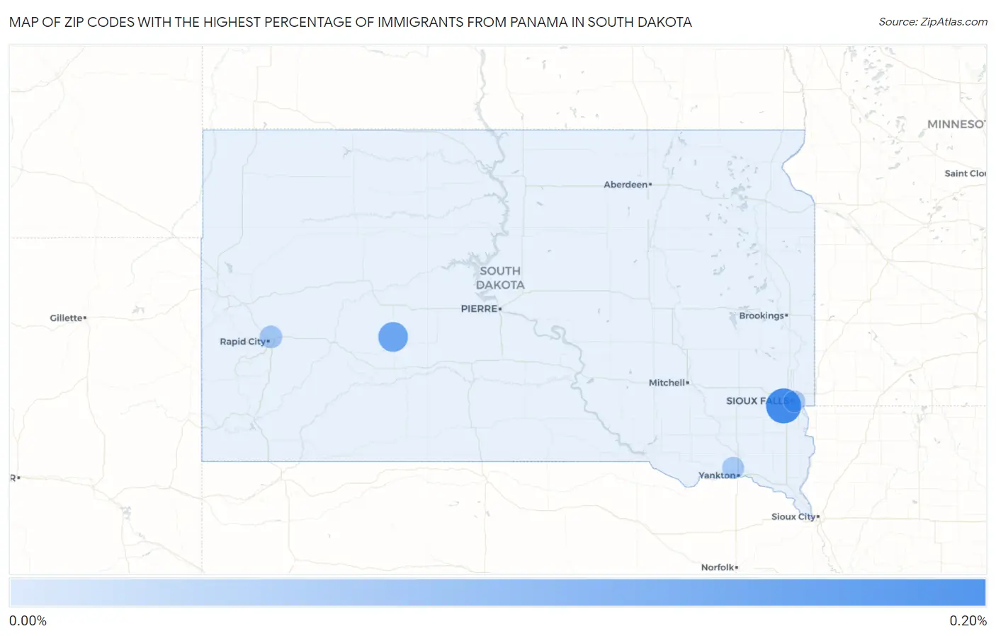Zip Codes with the Highest Percentage of Immigrants from Panama in South Dakota Map