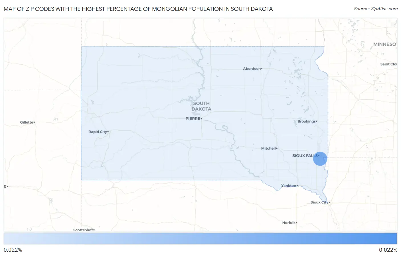 Zip Codes with the Highest Percentage of Mongolian Population in South Dakota Map