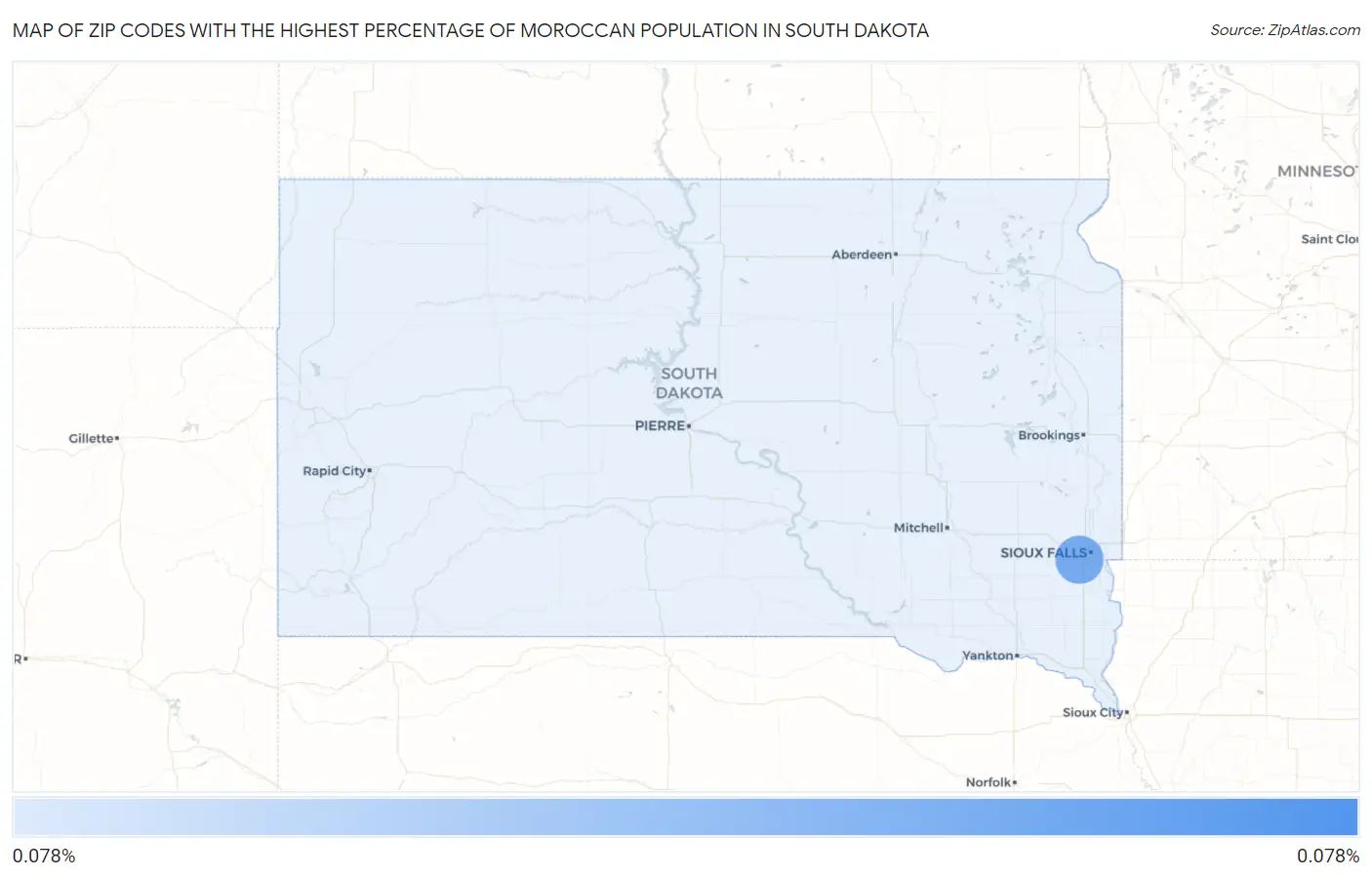 Zip Codes with the Highest Percentage of Moroccan Population in South Dakota Map
