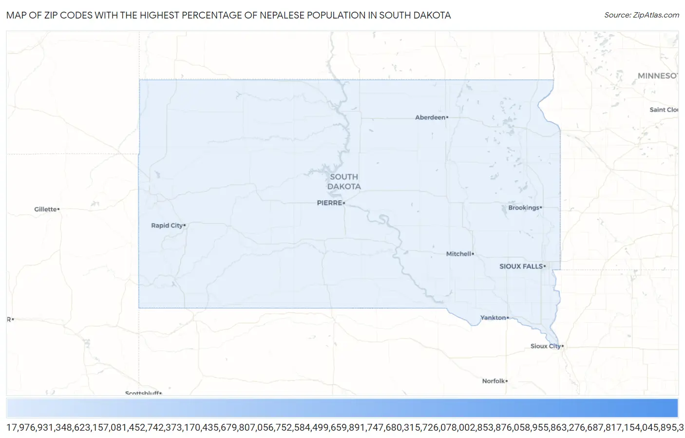 Zip Codes with the Highest Percentage of Nepalese Population in South Dakota Map