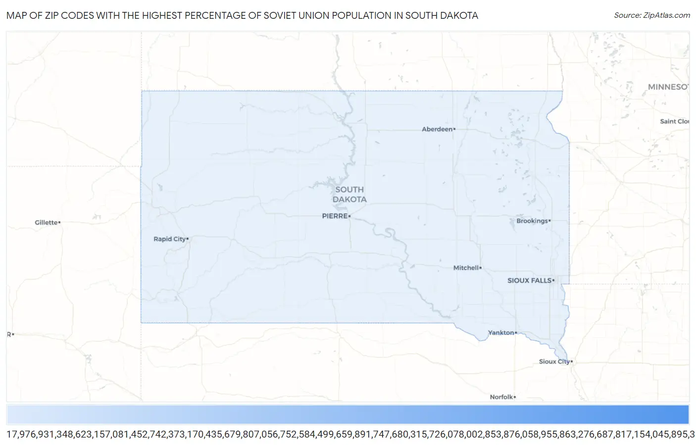 Zip Codes with the Highest Percentage of Soviet Union Population in South Dakota Map
