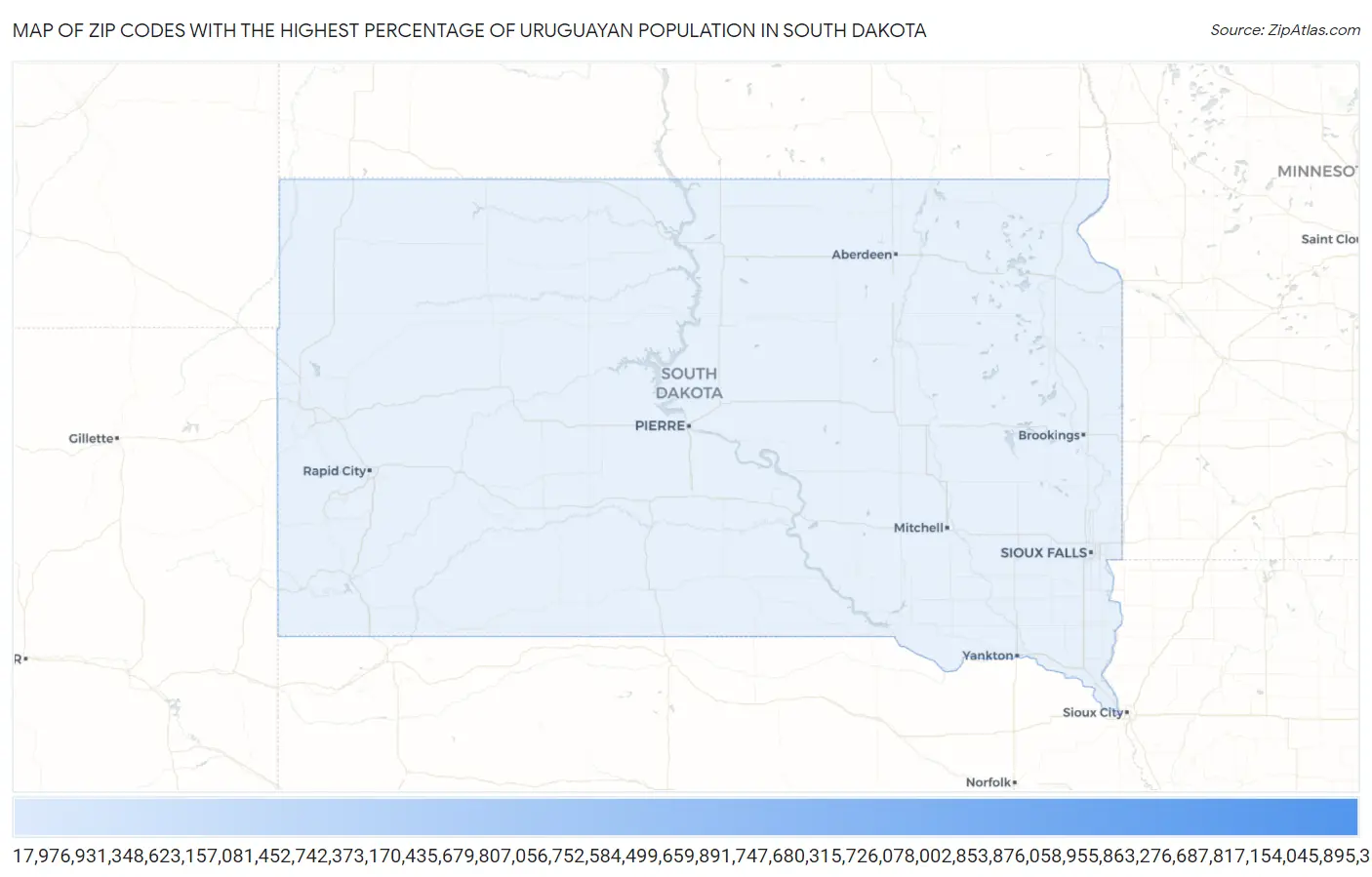 Zip Codes with the Highest Percentage of Uruguayan Population in South Dakota Map
