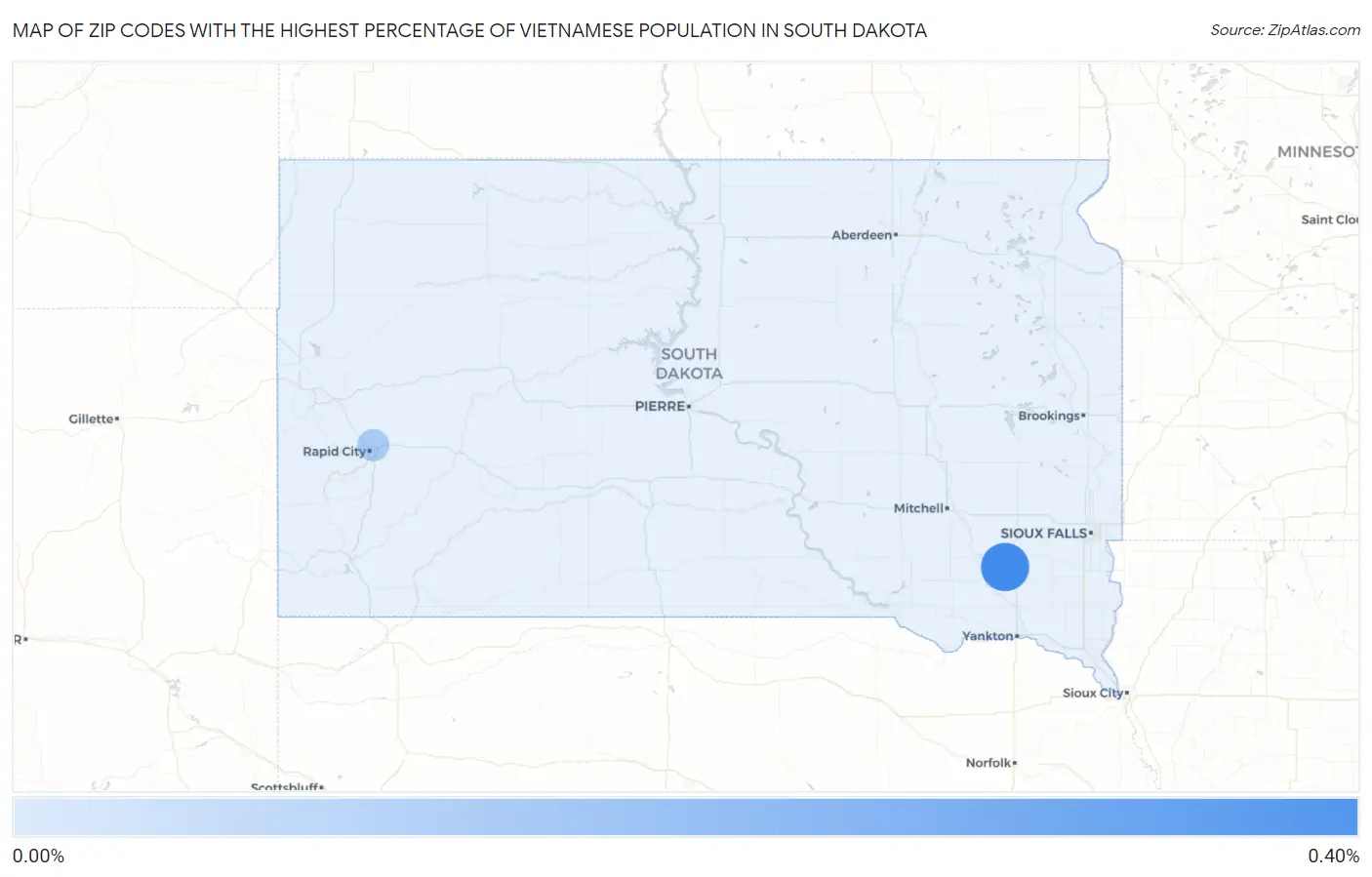 Zip Codes with the Highest Percentage of Vietnamese Population in South Dakota Map