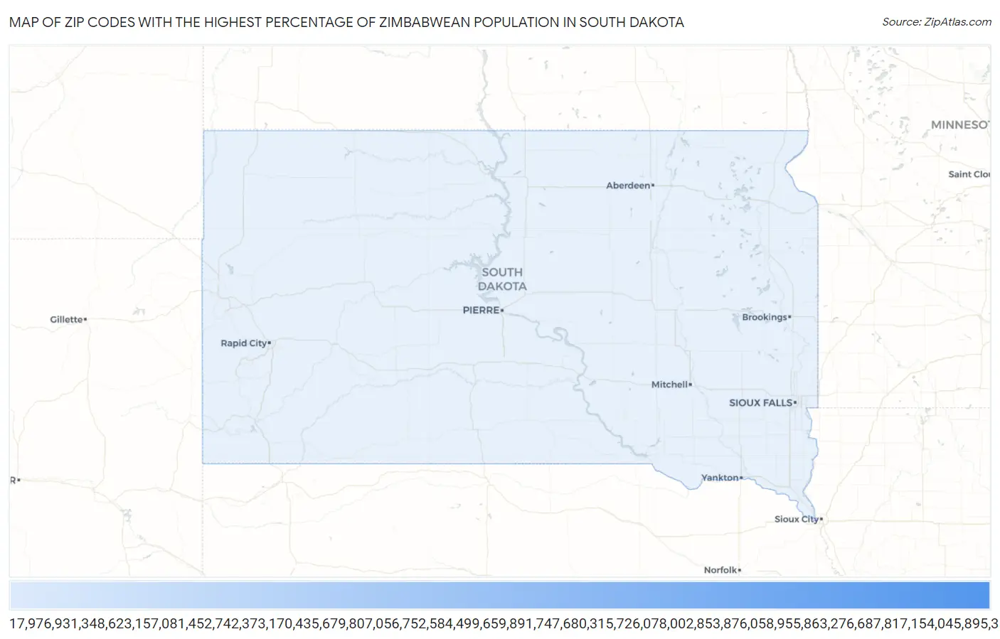 Zip Codes with the Highest Percentage of Zimbabwean Population in South Dakota Map