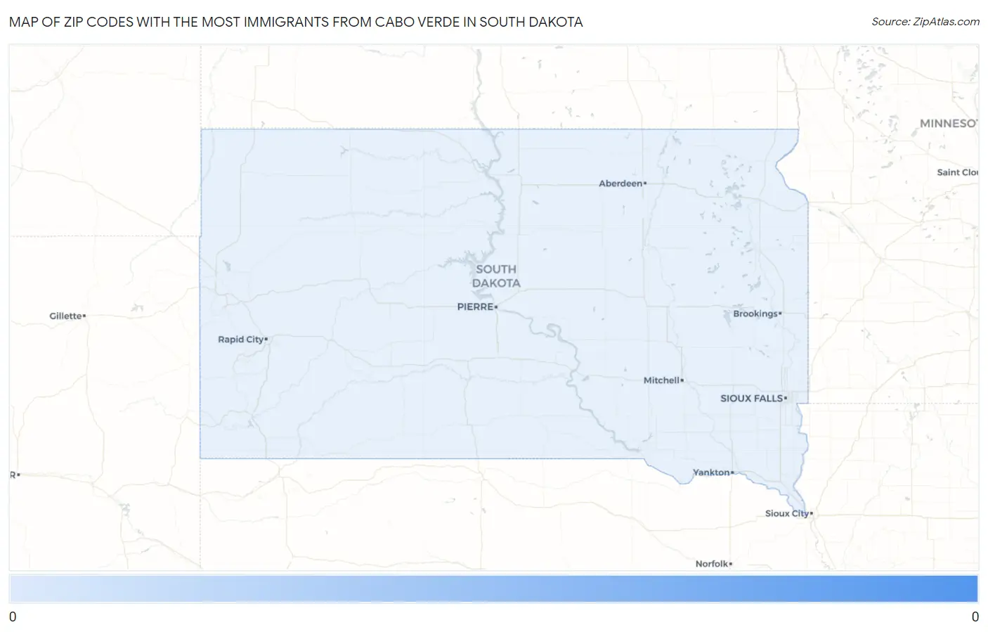 Zip Codes with the Most Immigrants from Cabo Verde in South Dakota Map