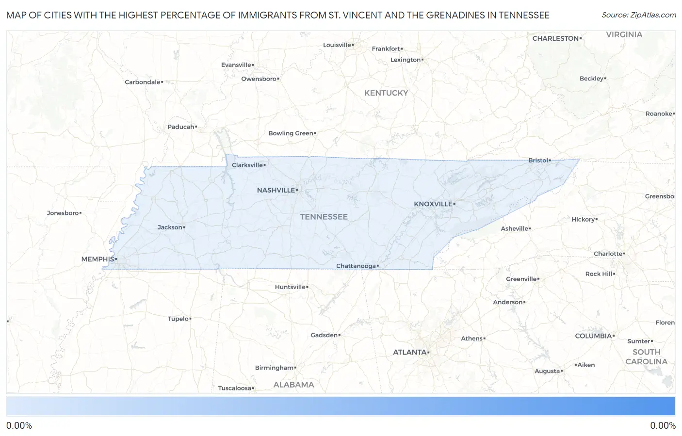 Cities with the Highest Percentage of Immigrants from St. Vincent and the Grenadines in Tennessee Map