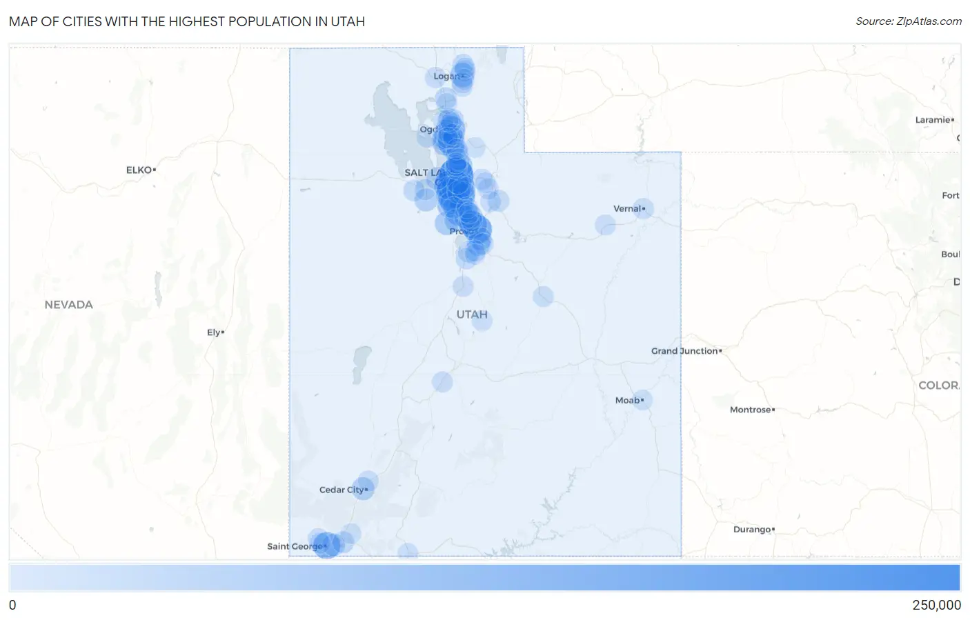 Cities with the Highest Population in Utah Map