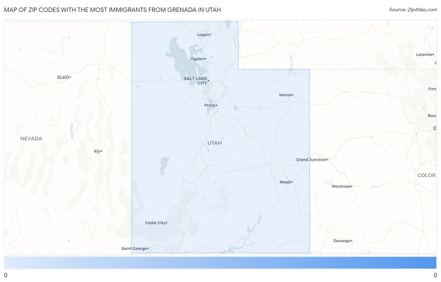 Zip Codes with the Most Immigrants from Grenada in Utah Map