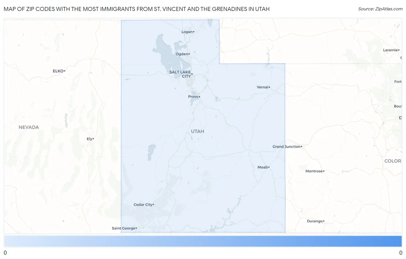 Zip Codes with the Most Immigrants from St. Vincent and the Grenadines in Utah Map