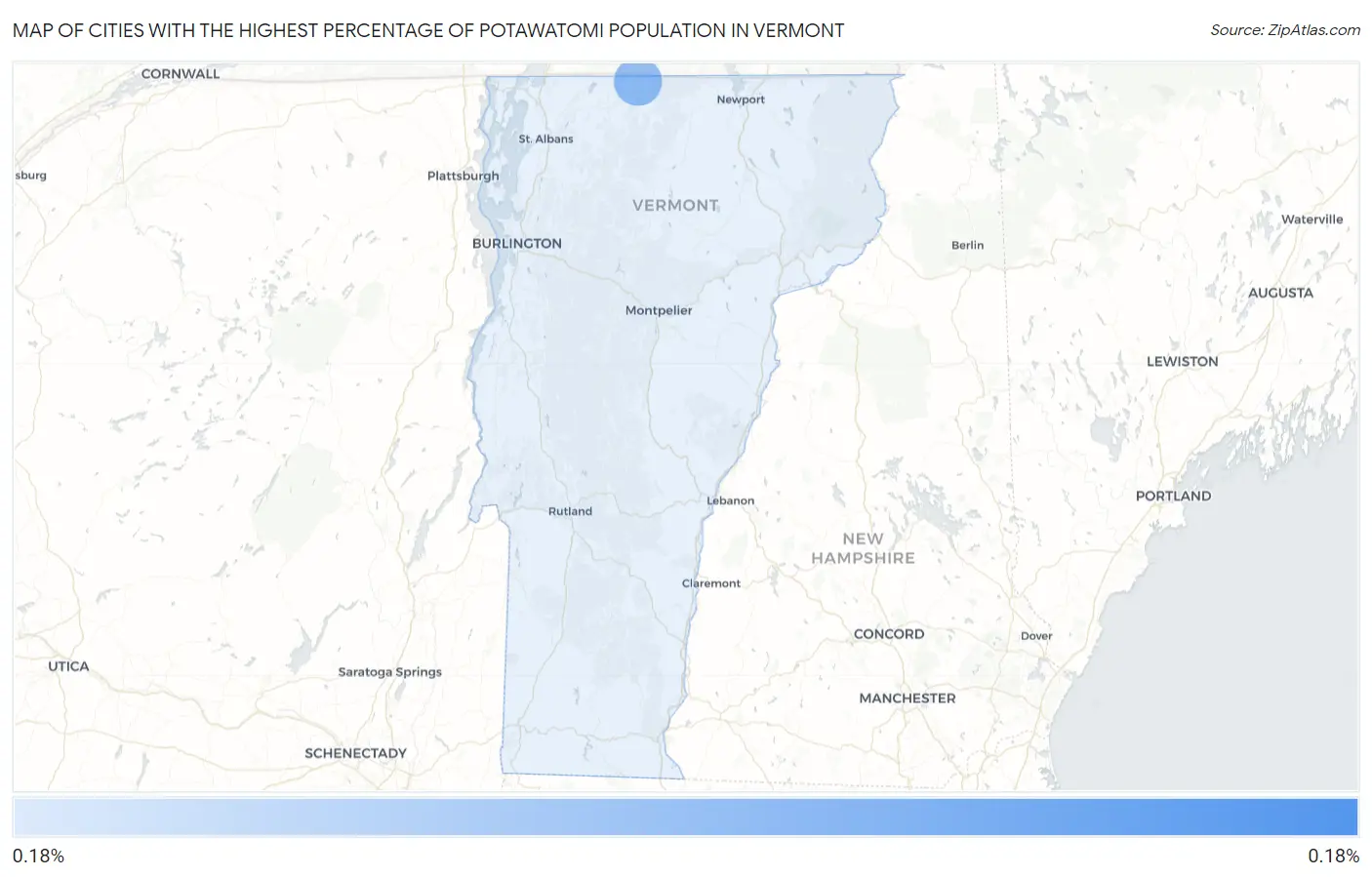 Cities with the Highest Percentage of Potawatomi Population in Vermont Map