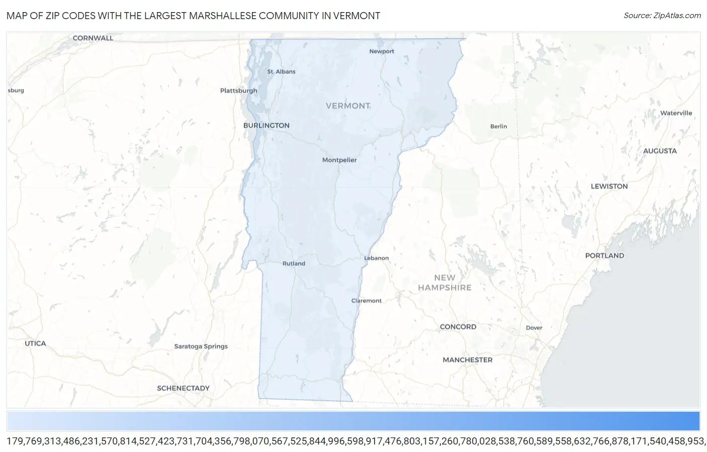 Zip Codes with the Largest Marshallese Community in Vermont Map