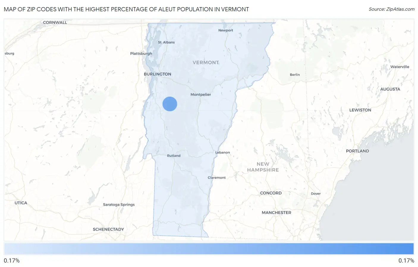 Zip Codes with the Highest Percentage of Aleut Population in Vermont Map
