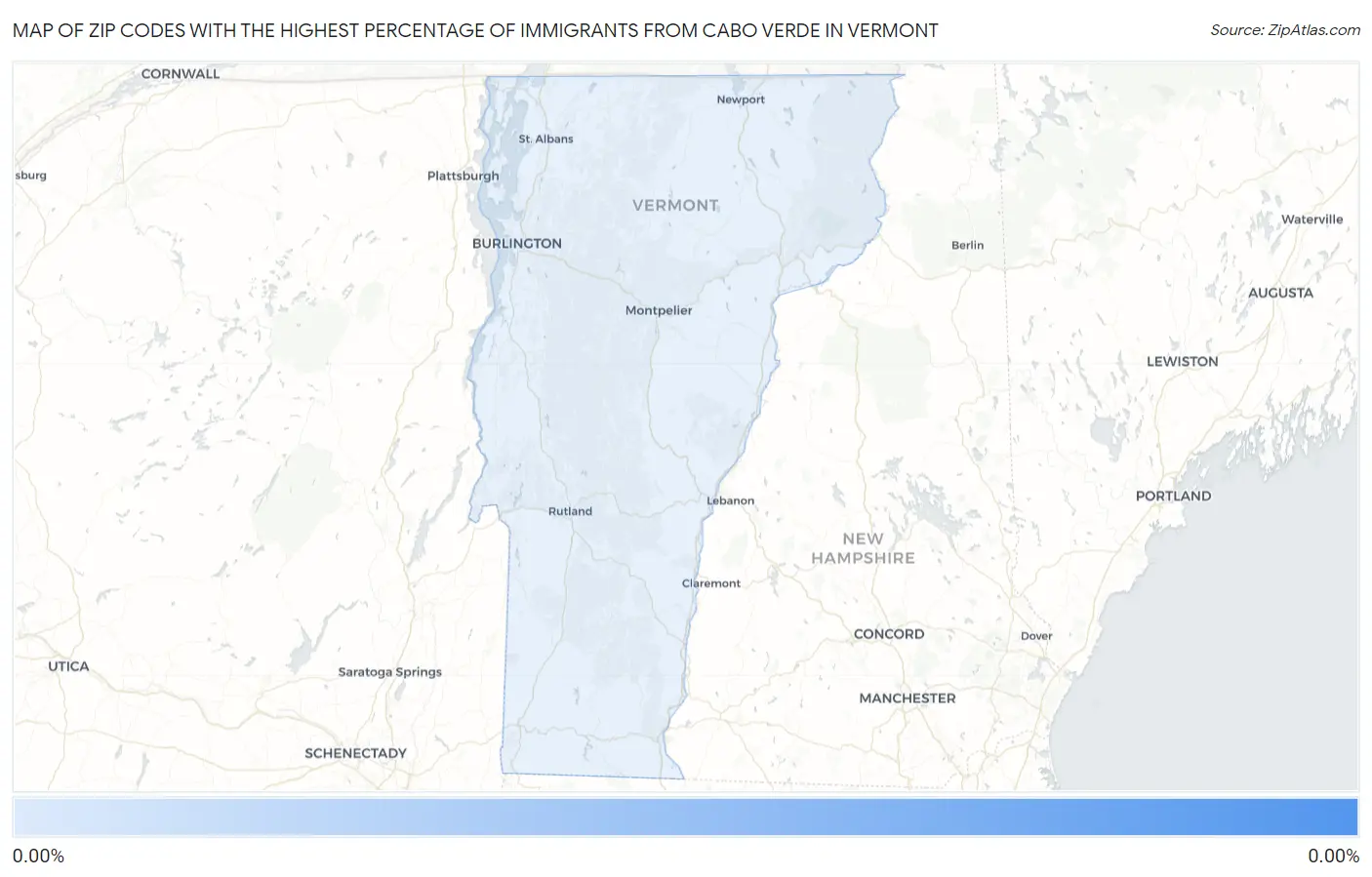 Zip Codes with the Highest Percentage of Immigrants from Cabo Verde in Vermont Map