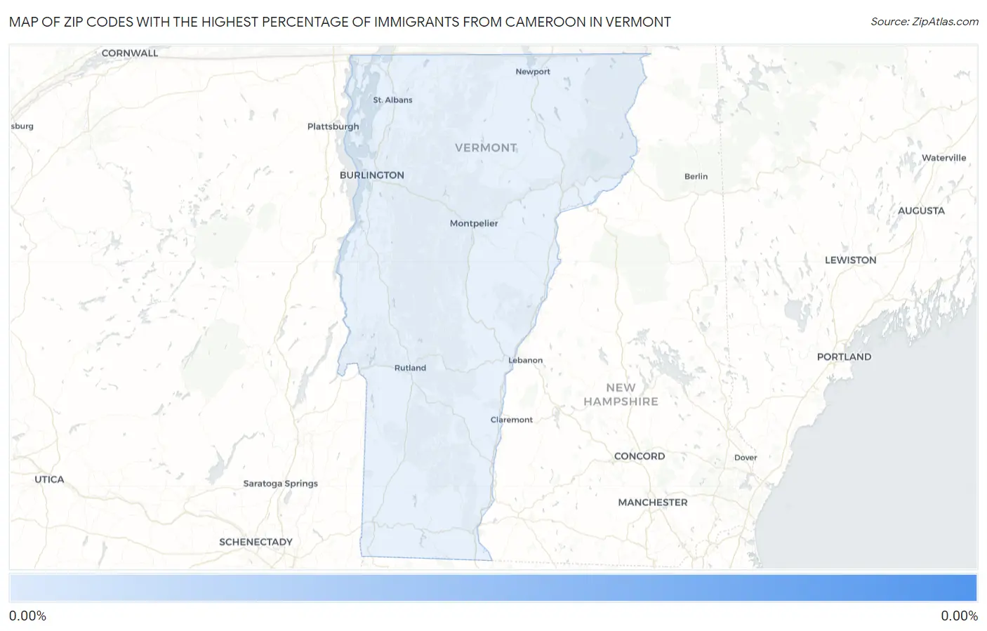 Zip Codes with the Highest Percentage of Immigrants from Cameroon in Vermont Map