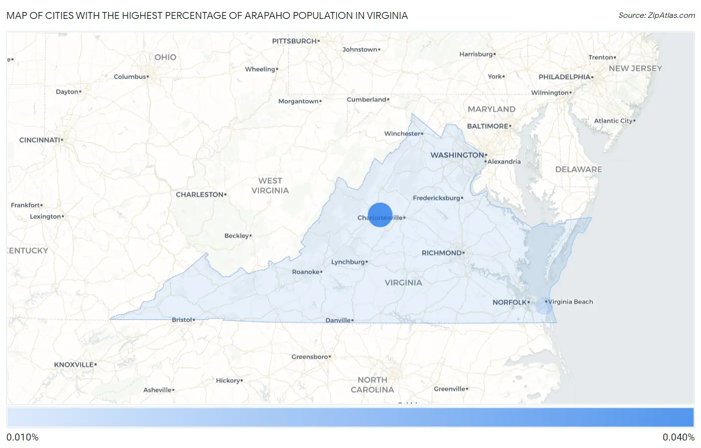 Cities with the Highest Percentage of Arapaho Population in Virginia Map