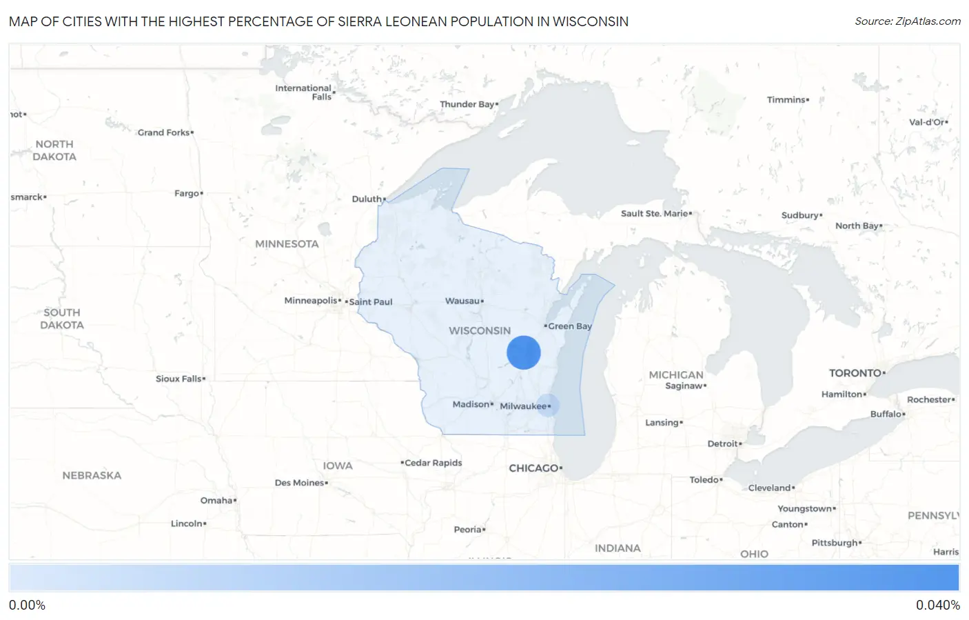 Cities with the Highest Percentage of Sierra Leonean Population in Wisconsin Map