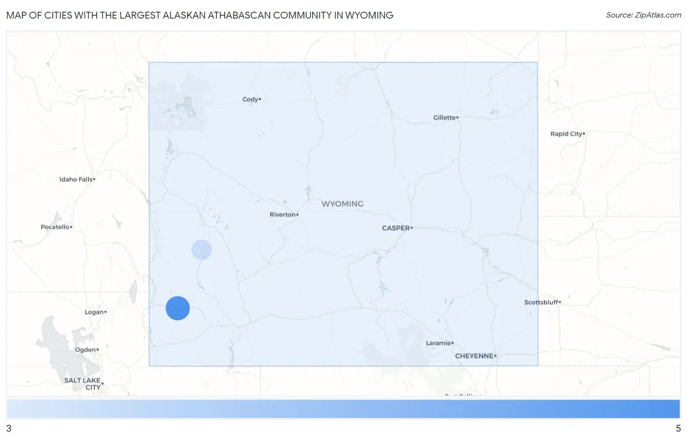 Cities with the Largest Alaskan Athabascan Community in Wyoming Map