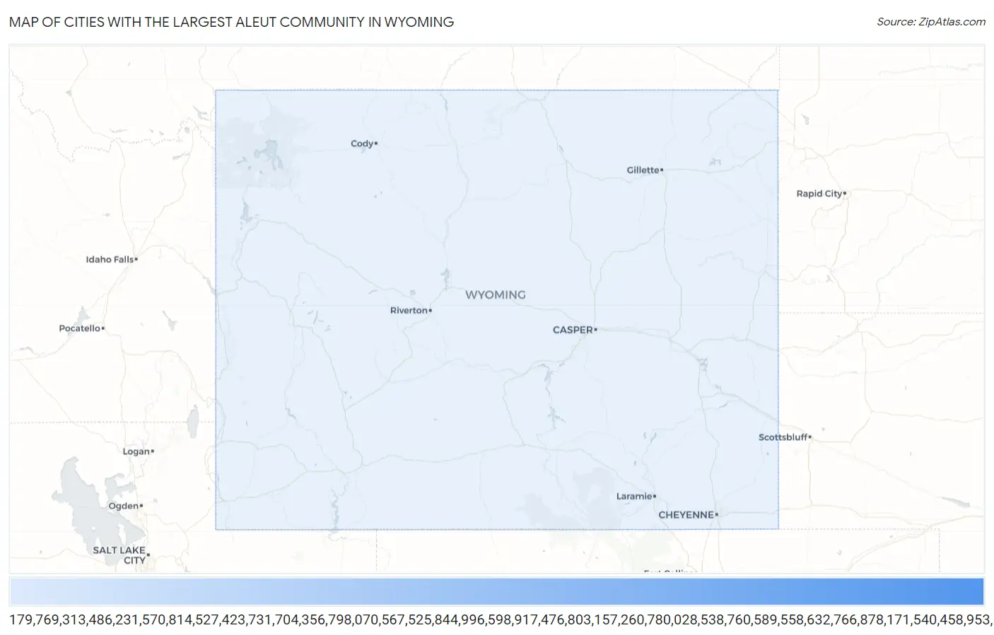 Cities with the Largest Aleut Community in Wyoming Map