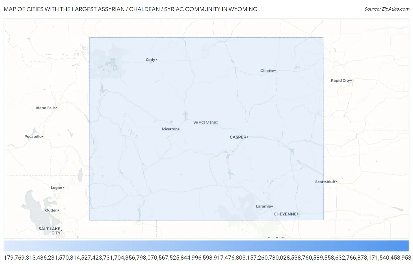 Cities with the Largest Assyrian / Chaldean / Syriac Community in Wyoming Map