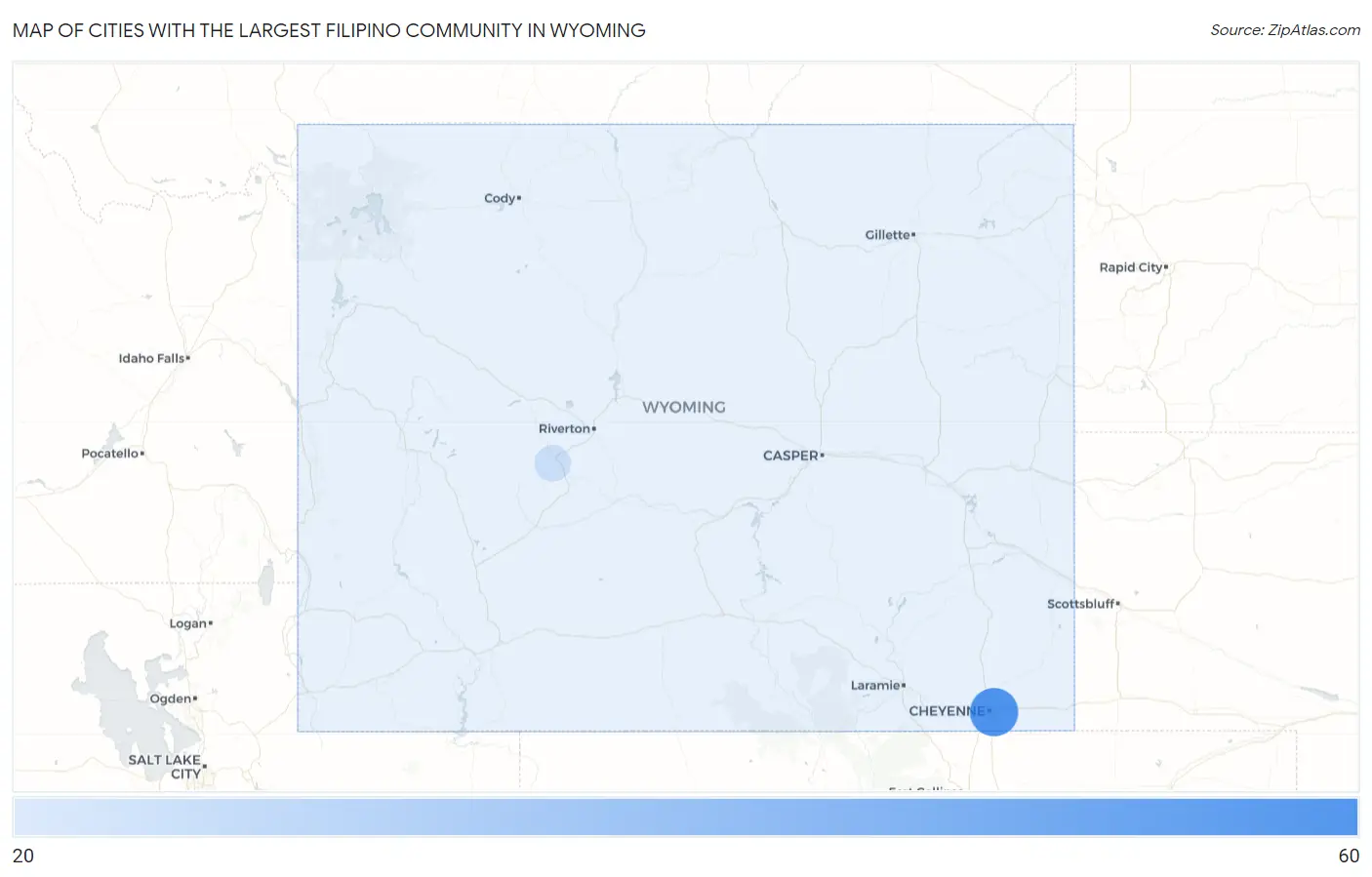 Cities with the Largest Filipino Community in Wyoming Map